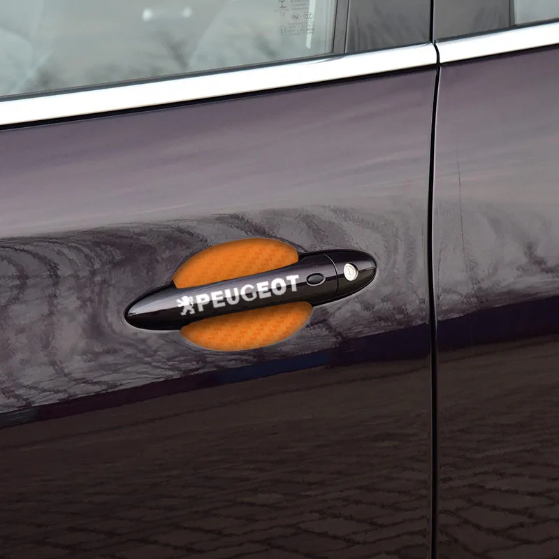 8x Insigna Auto Ușa Autocolant Fibra de Carbon Mașină Mâner de Ușă Folie de Protectie Pentru Peugeot 107 108 206 207 307 308 508 2008 3008 Stil