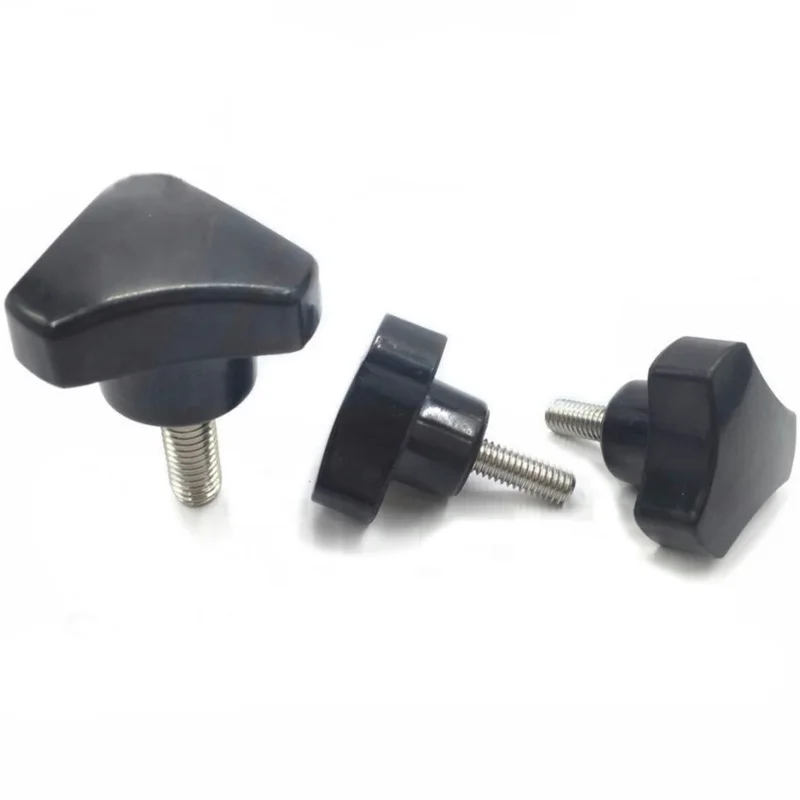 2 buc M8x(10 mm-50 mm) din Oțel Inoxidabil, Plastic Triunghiular Arc mâner în formă de cap șurub reglabil buton de șuruburi negru