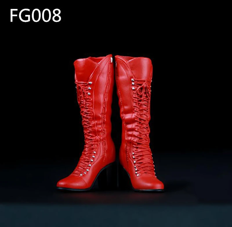 1/6 Feminin Lung și Mijlociu cizme din Piele Accesoriu Soldați model de pantofi Roșu Negru maro 3 culori de 12 Cm Cifrele de Acțiune