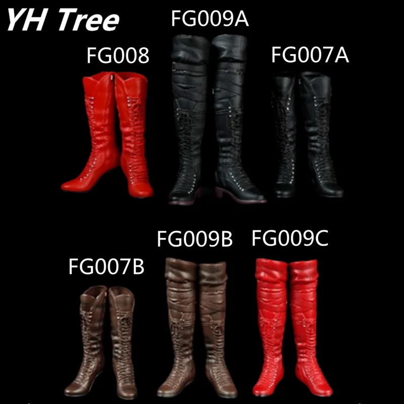 1/6 Feminin Lung și Mijlociu cizme din Piele Accesoriu Soldați model de pantofi Roșu Negru maro 3 culori de 12 Cm Cifrele de Acțiune