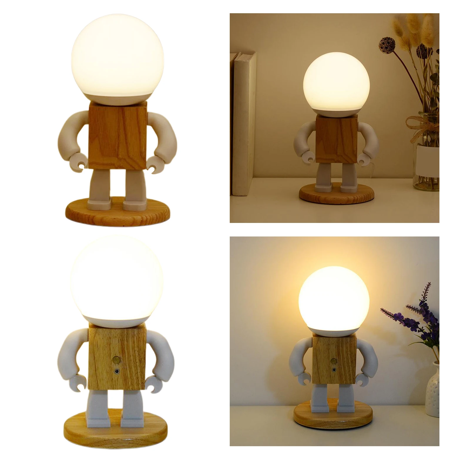 Robot De Lemn Lămpi De Masă Reglabilă Creative Lampa De Birou Office Dormitor