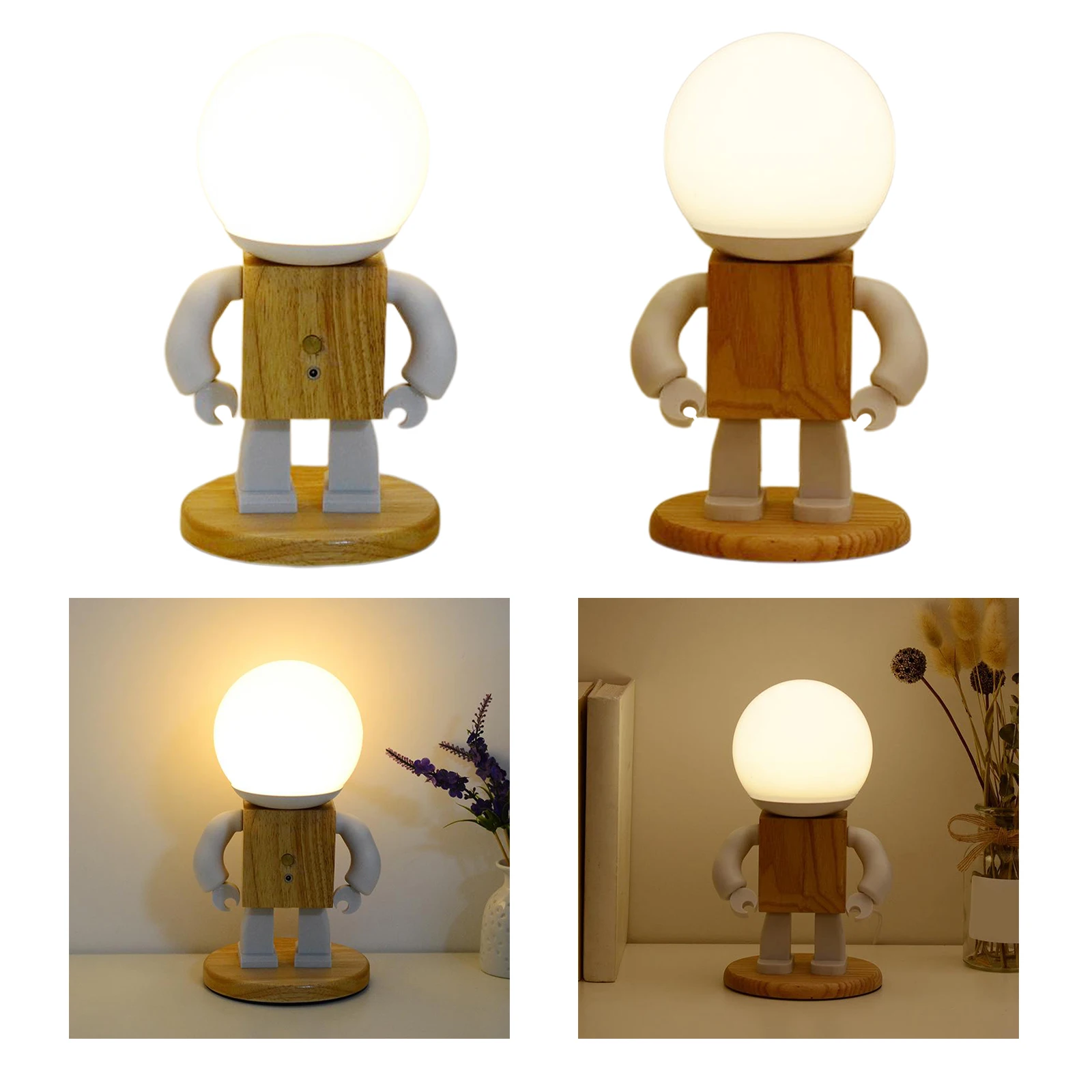 Robot De Lemn Lămpi De Masă Reglabilă Creative Lampa De Birou Office Dormitor
