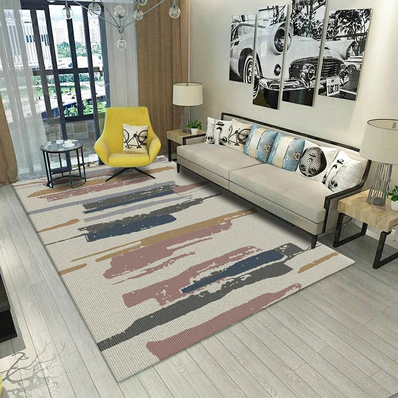 Nordic Modern Carpet For Living Room Bedroom Geometric Minimalist Coffee Table Floor Mat Printing Large Area Study Room Blanket