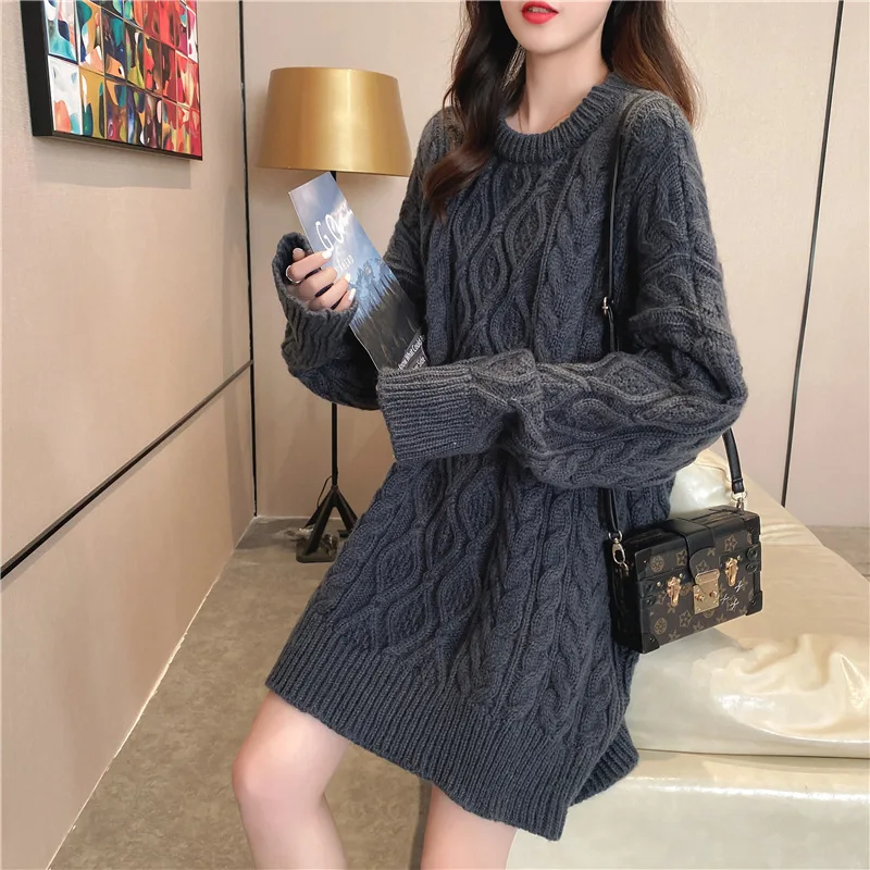 Toamna Iarna pentru Femei Pulover Stil coreean O-Gât poftă de mâncare Pulovere Tricot Top Nou Ac Gros Solid de sex Feminin Pulovere QX968