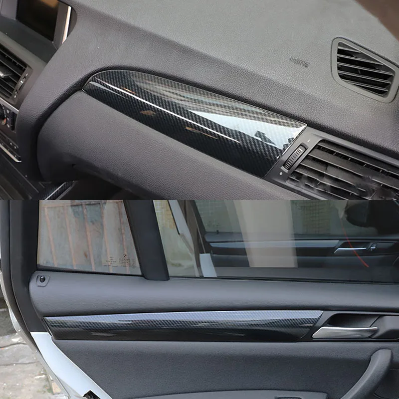 Fibra de Carbon Schimbătorului de Viteze Capac Panou Capitonaj Panou de Ușă Set Capac Ornamental Pentru-BMW X3 F25 X4 F26 2011-2017