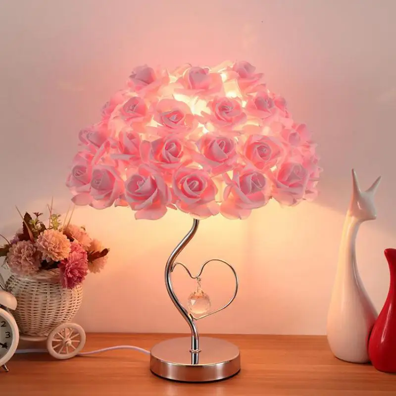 Europene a Crescut Lampa de Birou Dormitor Creative Multicolore Lampa de Masa Birou Decor Floare Trandafir a CONDUS Lumina de Noapte Fabrica de Vânzări Directe