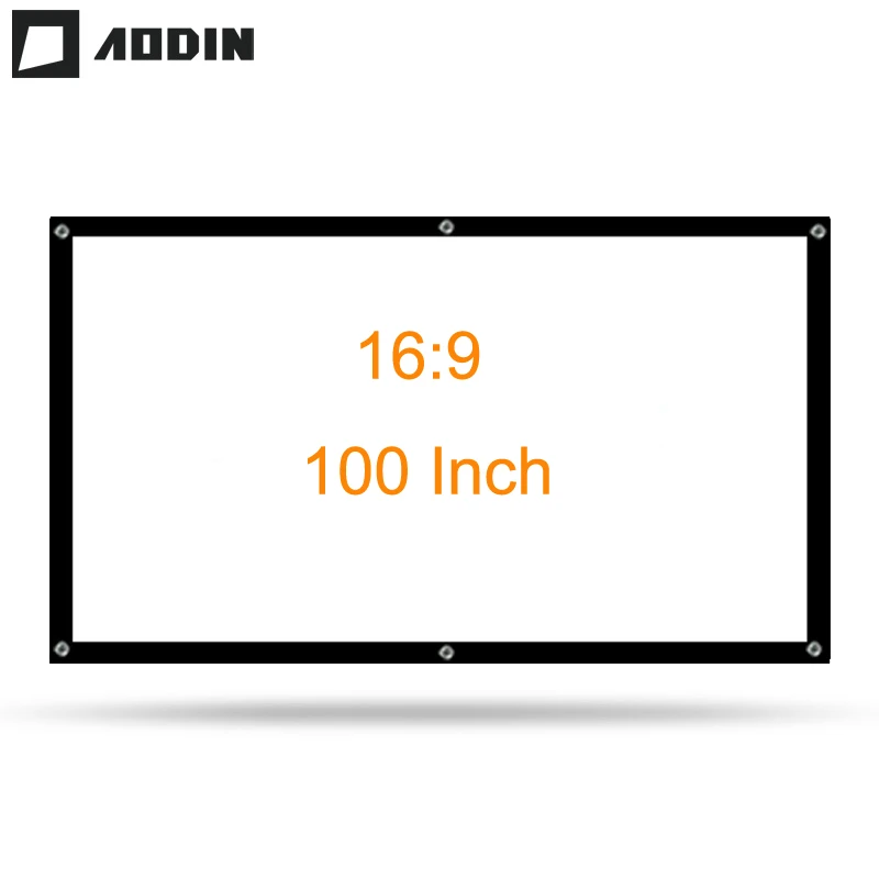 AODIAN Simplu 16:9 100 Inchi Ecran Proiector Alb Mat Plastic proiector Portabil cortina pentru HD 3D Home Theater Montat pe Perete