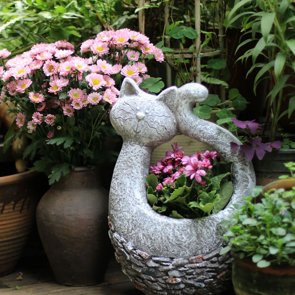 Creative broasca flori vaza vintage garden cat ghiveci statuie decor acasă meserii balcon obiecte de decor vaze mari de podea