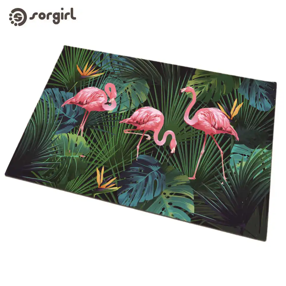 Flamingo mat decor petrecere Preșurile Ușa din Față Covoare Covor de Intrare de Interior pădure Tropicală de plante Non-alunecare Mat Etaj
