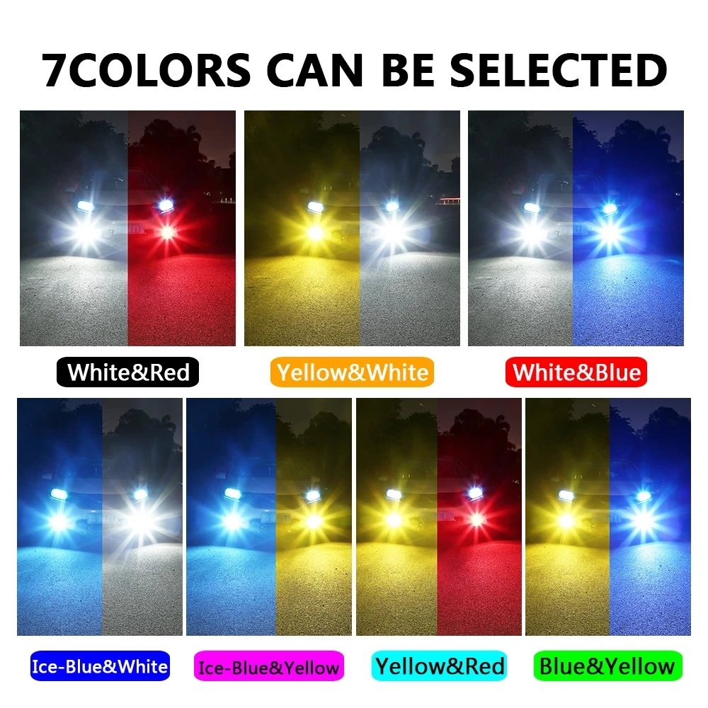 2x HB3 HB4 9006 H11 9005 H8 H16 proiectoare Ceata Becuri Led Doua Culori Mașină de Lampa Galben Alb Verde pentru AUDI Lada KIA, Ford, VW, Opel GEELY