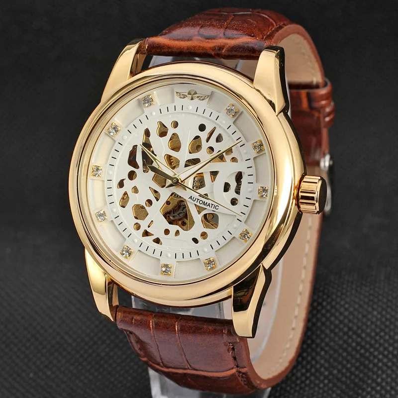 50pcs/lot câștigător-D223 fierbinte vânzător câștigător ceas de moda din oțel inoxidabil ceas mecanic stil roman skeleton barbati ceas