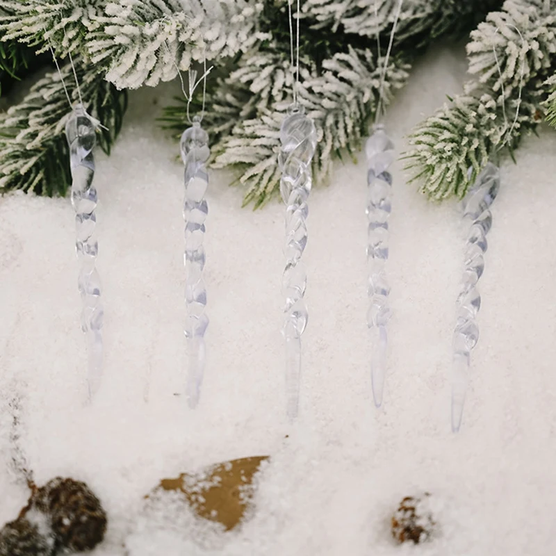De VÂNZARE la CALD 12 Buc Simulare de Gheață de Crăciun Copac Agățat Ornament Acrilice Sloi de gheață Propunerii pentru Iarnă, Copac Xmas Decor Petrecere