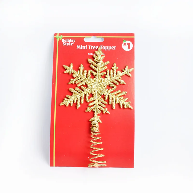 Pomul de crăciun de top star decor provizii de primăvară din plastic cu sclipici stea cu cinci colțuri fulg de nea copac cap decor aur, argint