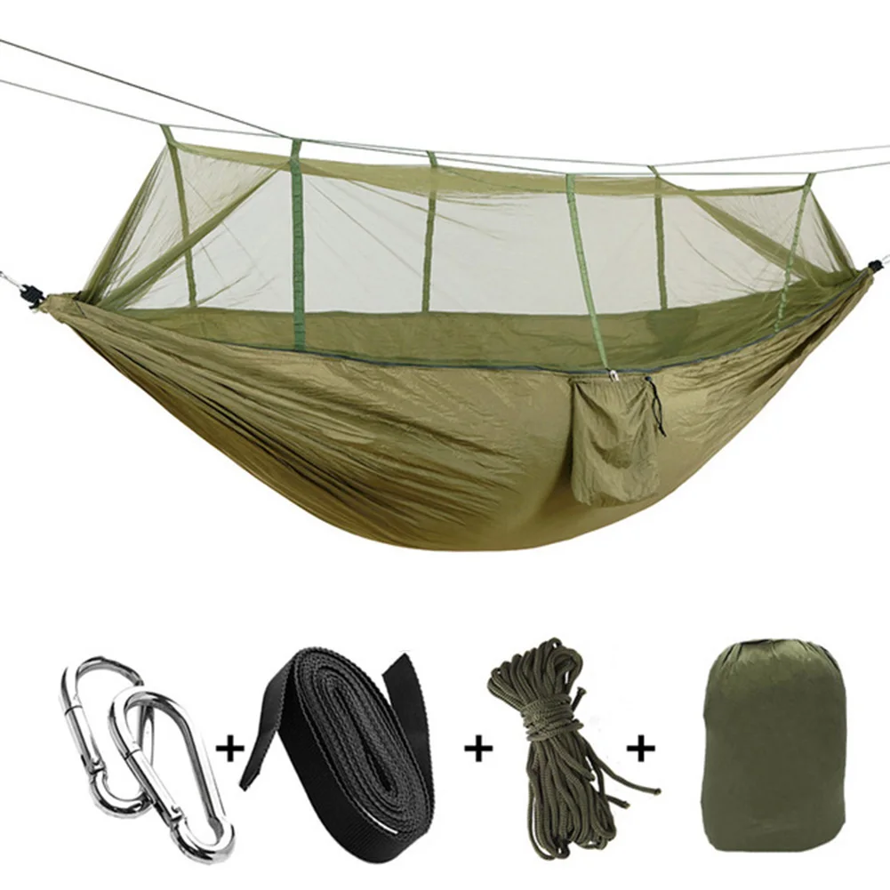 1-2 Persoană Portabil în aer liber Camping Hamac cu Plasă de Țânțari Înaltă Rezistență Parasuta Tesatura de Pat Agățat de Vânătoare de Dormit Leagăn