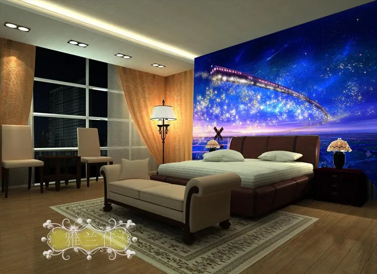 3d stereoscopic cerul de noapte tapet dormitor, camera canapea extensibilă mare pictură murală fondul Star Dimensiune Particularizată ~ Pictura Consumabile și Tratamente De Perete - www.poarta-masca.ro