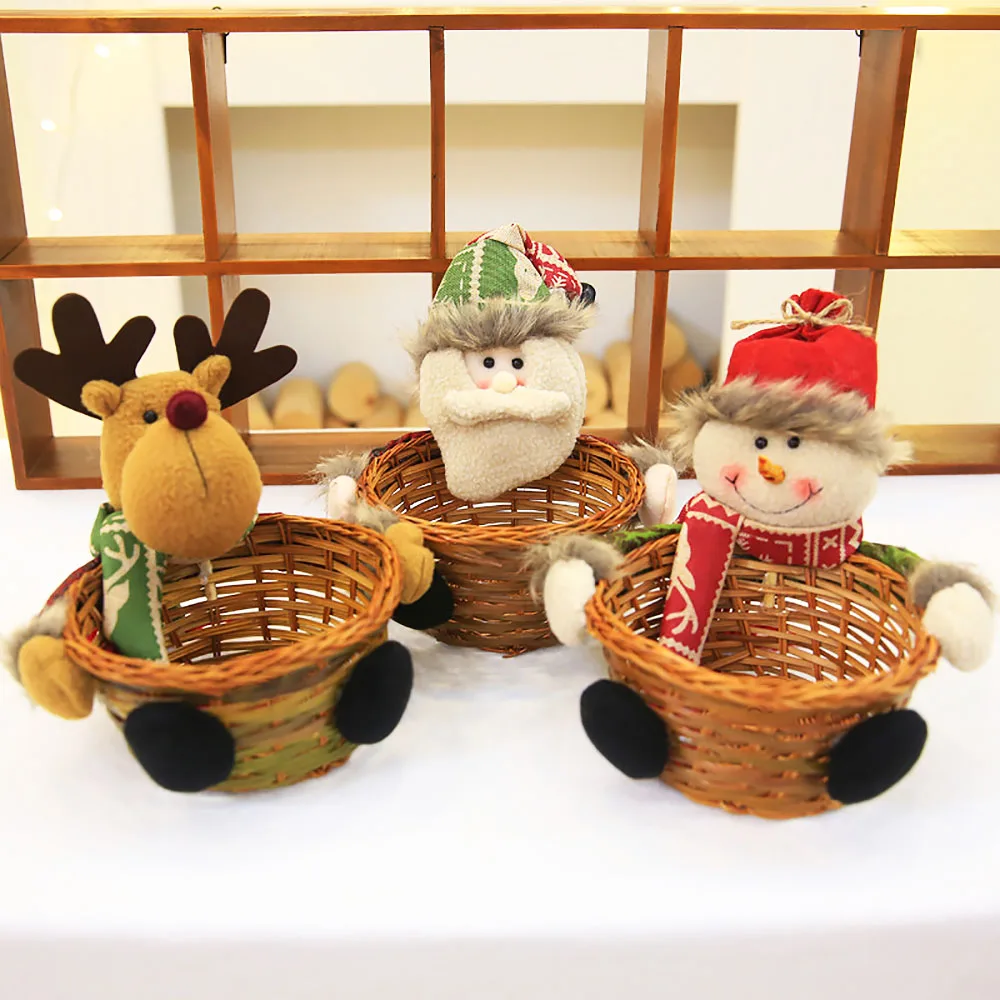 Crăciun Candy Cane Coș Coș Cadou Ornamente Decor Moș Crăciun Elan Om De Zăpadă