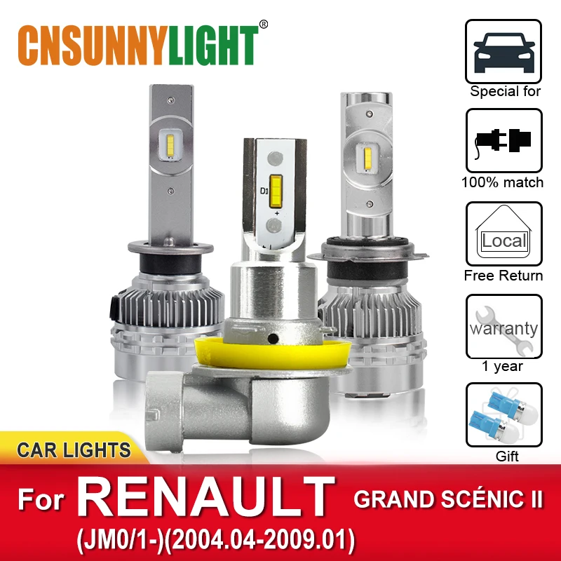 CNSUNNYLIGHT LED-uri Auto Becuri Faruri Pentru RENAULT GRAND SCENIC II JM0/1 2004-2009 Far Foglamp Bec de Eroare Gratuite Auto lumini