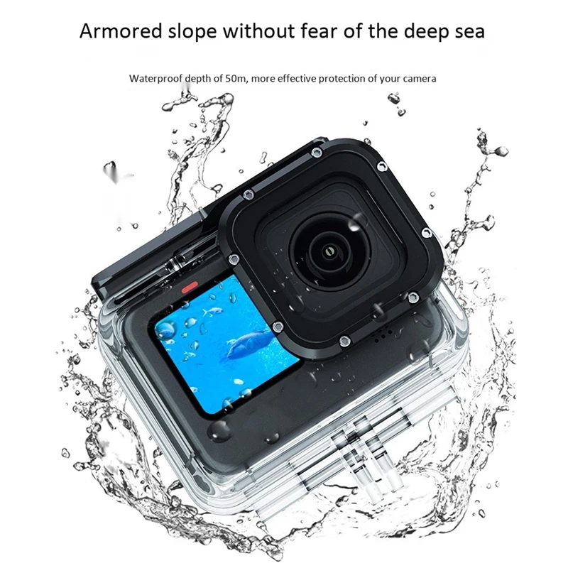 Caz impermeabil pentru Gopro 9 Camera Sport Contact cu Capacul din Spate 50M de Protecție, Drop-Dovada și rezistent la apa