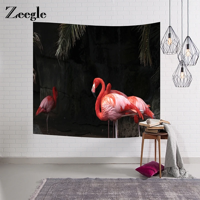 Zeegle Flamingo Model Tapiserie de Perete 3D Animale Agățat de Perete Tapiserie Pentru Camera de zi Perdeaua Ușii Poliester Masa Huse de Canapea