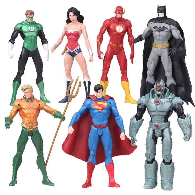 Mylb 7pcs/set Justice league superman e de Mirare flash batman Felinar Aquaman mobile PVC figurina de Colectie Model de Jucărie 17cm
