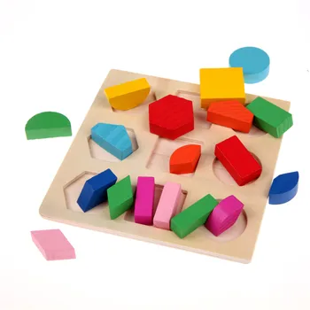 Din lemn Forme Geometrice de Sortare Montessori Math Puzzle Preșcolar Joc Educativ pentru Copii Toddler Jucarii pentru Copii