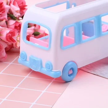 1 buc Mini Autobuz din Plastic Model Casa Joc Păpușă Jucărie Mașină Copilul Mașină de Jucărie din Plastic Model de Masina Baby Joc Casa de Jucărie