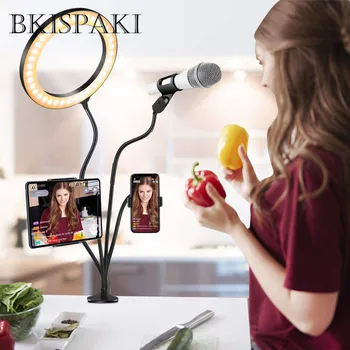 4 în 1 Tiktok Selfie Lumină Inel Flexibil cu Suport de Telefon Leneș Suport Lampa de Birou LED-uri de Lumină pentru Live Stream Birou Bucatarie