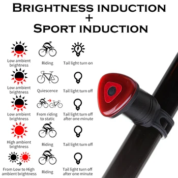WEST BIKE Bicicleta Stop cu LED-uri Lanterna Bicicleta Lumină Spate Lampă Auto Start/Stop de Frână de Detectare USB Smart MTB Biciclete Coada Lumina