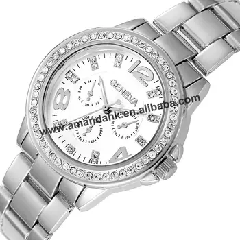 50pcs/lot 8098 Moda Ceas Geneva Femei Rochie Ceasuri a Crescut de Aur din Aliaj Analog Cuarț Bărbați Femei Stras Ceasuri de mână