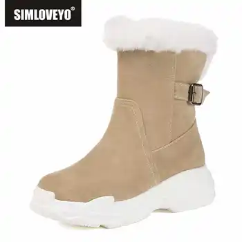 SIMLOVEYO 2019 turma catarama cizme de moda zăpadă cizme Rotund toe Glezna cizme femei pluș cald pantofi Botas mujer plus dimensiune A1503