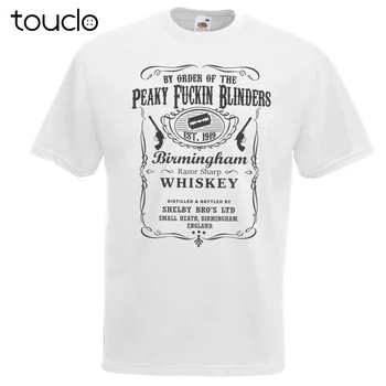 Oameni Noi Maneci Scurte Adulți Alb Șepci Whisky T-Shirt Shelby Bros LTD Tricou de Bumbac T-Shirt