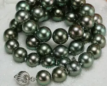 10-11 mm Tahitian verde negru colier de perle 18inch