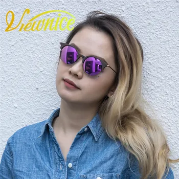 Viewnice Oculos de sol Masculino Retro ochelari de Soare pentru Femei Brand Designer de Cereale din Lemn de Lux gafas de sol mujer rotund Ochelari de V5034