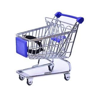 1 BUC Supermarket Cărucior de Mână Mini Coș de Cumpărături Desktop Decor de Depozitare Jucărie Ambarcațiuni de Metal Cadou MO 021