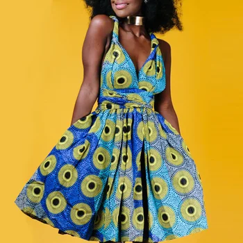 Femei Rochii De Vară 2020 Sexy Femei Rochie Femei Boem African Print Floral Sexy V Gâtului Cutat Petrecere De Club Rochie Mini 2020