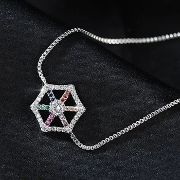 Rafinat Argint Placat cu Hexagon de Cristal, Bratara de Mireasa verigheta de Logodna Bijuterii Iubitului Cadou Bratara pentru Femei