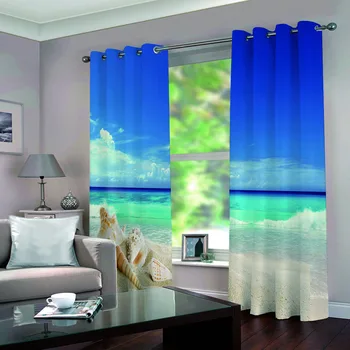 Imprimare 3D Perdele peisaj de mare Perdele Pentru Camera de zi Dormitor Copii plaja Modern shell Draperii Cortinas