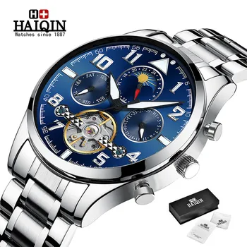 2019 Noi HAIQIN bărbați ceasuri barbati ceasuri de top de brand de lux Automat mechanical ceas sport barbati de afaceri tourbillon Reloj hombr