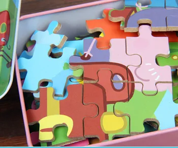 Copilul din Lemn de TELEVIZIUNE de Desene animate de Animale 100BUC Jigsaw Puzzle-uri pentru Copii din Lemn Jucării de Învățare Timpurie Seturi de Copii de Învățământ Montessori Cadou