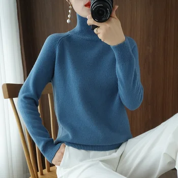 Iarna noua culoare solidă cashmere pentru Femei pulovere pe gât tricotate interior pulover femei scurt bottom roșu net toate-meci pulover