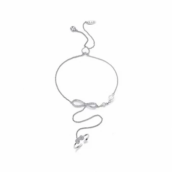 Brand TracysWing Noua Moda bijuterii mireasa set bijuterii de nunta pentru Femei Unice Stras Bowknot Brățară de Lanț&Set Inel #171195r