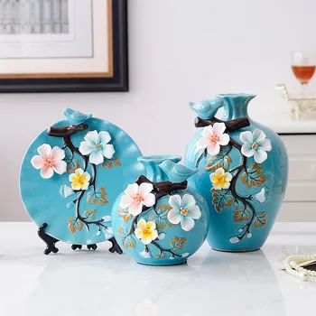 3Pcs/Set Vaza Ceramica 3D Stereoscopic Flori Uscate Aranjament Clătina Placa Living Intrarea Decoratiuni Acasă R1845