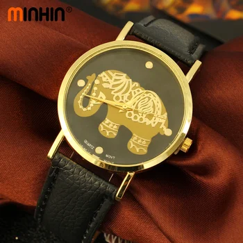 MINHIN Nou Brand pentru Femei Ceasuri de Bohemia Elefant Design din Piele PU Trupa Ceas Doamnelor Rochie Casual Cuarț Ceasuri de mana Cadou