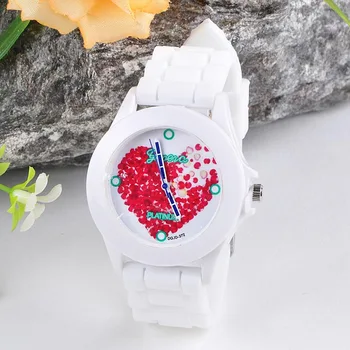 Geneva Ceasuri Femei Silicon Jelly Rosu petale de Inima Cuarț Ceas Analogic Sport Încheietura Ceas Alb montre femmes relojes mujer