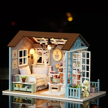 DIY casă de Păpuși în Miniatură Model de Jucărie din Lemn Mini Mobilier de Mână-a făcut Casă de Păpuși Jucarii Pentru Copii, Cadouri Jucarii