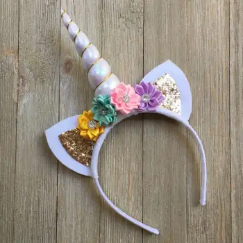 Magical Unicorn Cu Corn Petrecere Copil Banda De Păr De Lux Rochie De Cosplay Decorative