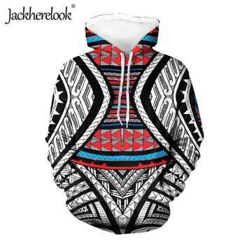 Jackherelook Polineziene Tatuaj Tribal Print Hoodies Femei Casual Cu Maneci Lungi Cu Glugă Supradimensionate Jachete Pulovere Bluze Mujer