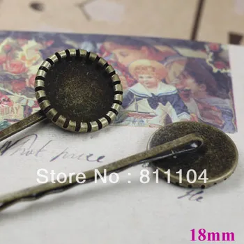 18mm Vintage Bronz Antic Plt Cupru Gol Baze Rotunde Bezel Tava Agrafe Hairwear Agrafe de Par Setări Blank en-Gros
