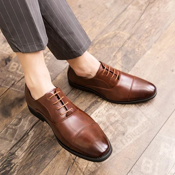 Clasic pantofi Brogue Oxford Barbati Pantofi Rochie dantela-up Piele de moda Negru Maro din Piele Dantela Sus Pantofi pentru Bărbați de mari dimensiuni 48