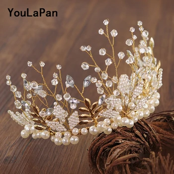 YouLaPan HP196 Nunta Pălării de Nunta Tiara Mireasa Margele Accesorii de Par Mireasa, Coroana de Mireasa, Bijuterii de Păr Coroana de Păr Nunta